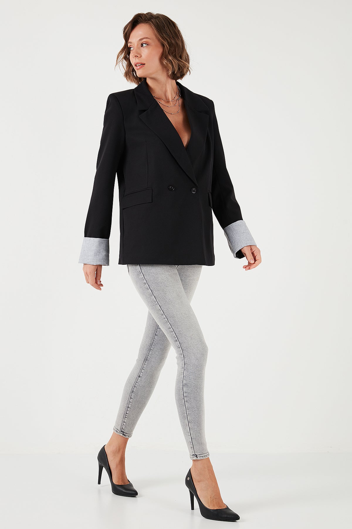 Lela Regular Fit Kruvaze Yaka Blazer Bayan Ceket 611BC00025 SİYAH