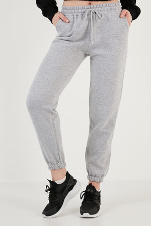 Lela Pamuklu Regular Fit Şardonlu Jogger Bayan Eşofman Altı 5864276K GRİ MELANJ