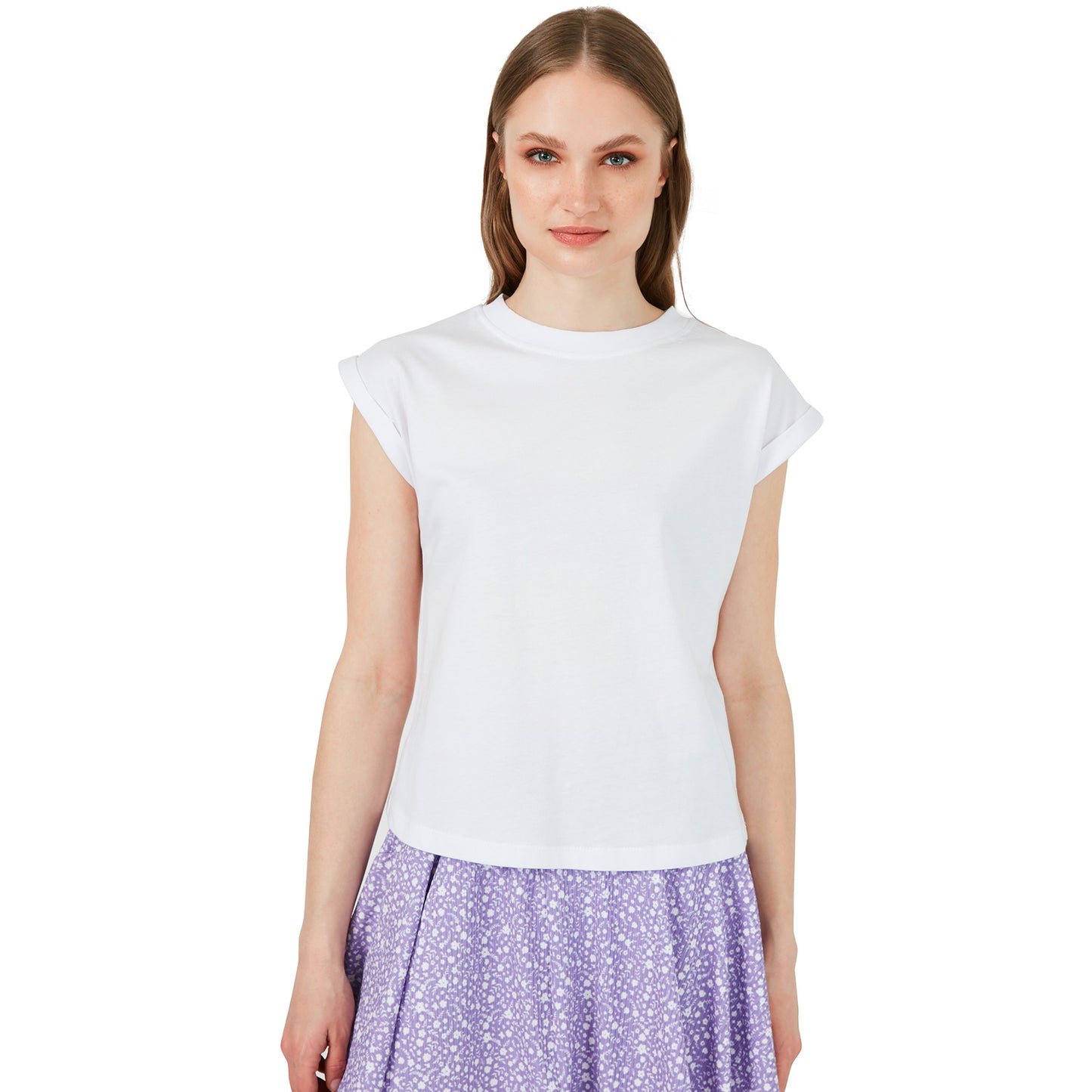 Lela Bisiklet Yaka % 100 Pamuk Basic Bayan T Shirt 5864121 BEYAZ