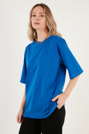 Lela Pamuklu Oversize Bisiklet Yaka Bayan T Shirt 5864562 SAKS